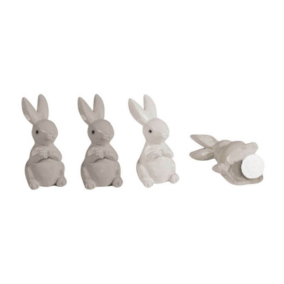 Polyresin Rabbits with adhesive dot, 4pcs