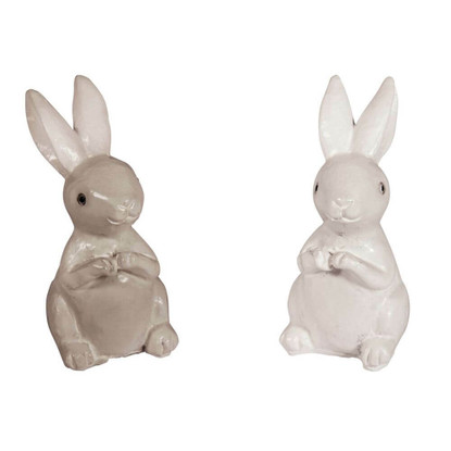 Polyresin Rabbits with adhesive dot, 4pcs