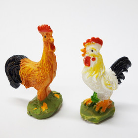 Polyresin Roosters, 4 pcs