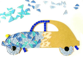 Bilprojekt för barn, blå bil, DIY