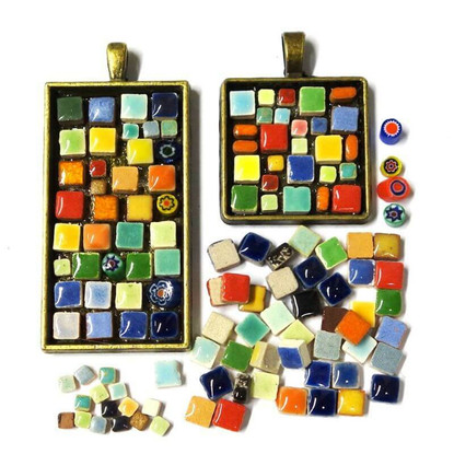 Mosaiksmycken, 2 st, färg prons, DIY