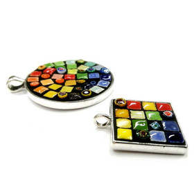 Mosaic jewerly 2 pcs, silver, DIY