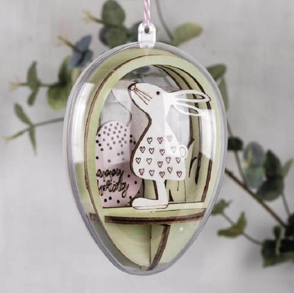 Plastic egg + wood bunny, DIY