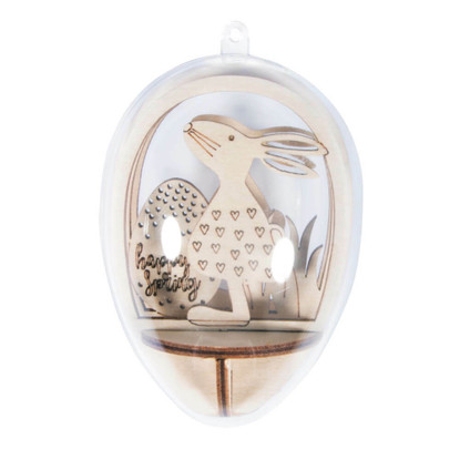 Plastic egg + wood bunny, DIY