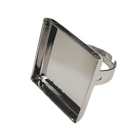 Ring base, square, 20 mm, c. silver