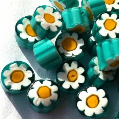 Millefiori, Teal Yellow Flower, 20g