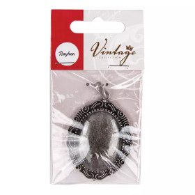 Ramberlock + cabochon, dekorativ, oval, silver
