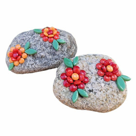 Flowers on stones, 8 pcs, DIY