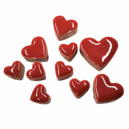 Ceramic hearts, 10 pcs