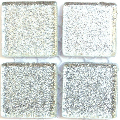 Glasmosaik Glitter 20 mm, Silver, 49 bitar