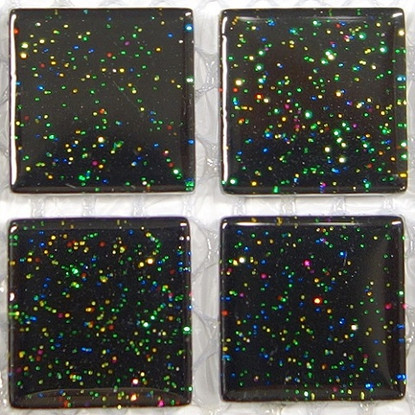 Lasimosaiikki Glitter 20 mm, Black, 49 palaa