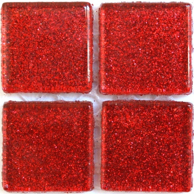 Glasmosaik Glitter 20 mm, Red, 49 bitar