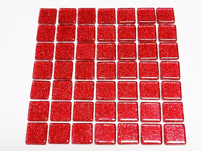 Lasimosaiikki Glitter 20 mm, Red, arkki