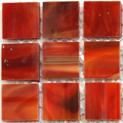 Lasimosaiikki Marmoroitu 20 mm, Cranberry Glaze, 25 palaa
