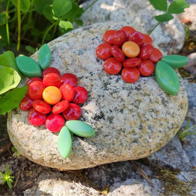 Flowers on stones, 8 pcs, DIY