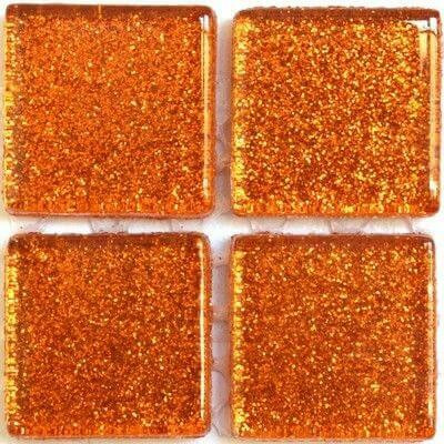 Glass Mosaic Glitter 20 mm, Burnt Orange, 49 Tiles