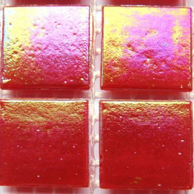 Glasmosaik Iriserande 20 mm, Ruby Red, 25 bitar
