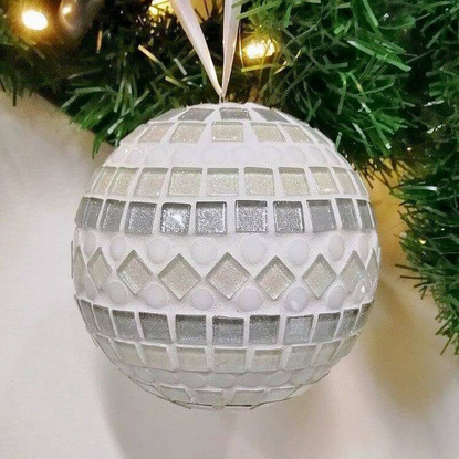 Mosaikboll, Snö, 11 cm, DIY