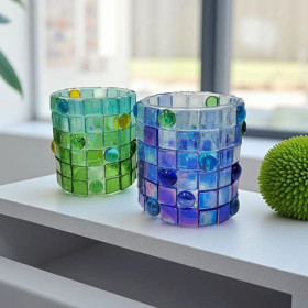 Mosaic Lanterns, Green-Blue, DIY