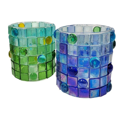 Mosaic Lanterns, Green-Blue, DIY