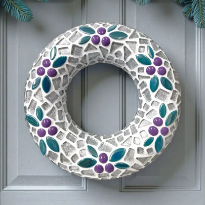 Mosaic Christmas Wreath, Silver, DIY