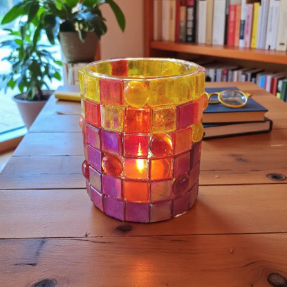 Mosaic Lantern, Red, DIY