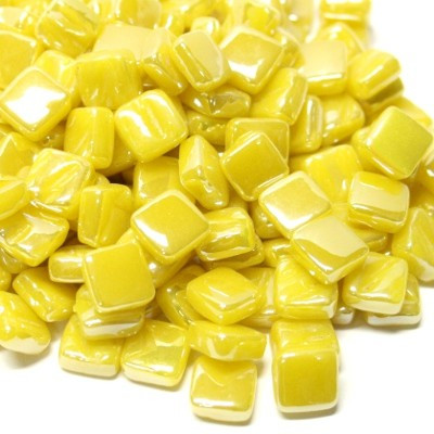 Ottoman iriserande glasmosaik 8 mm, Yellow Opal, 200 g