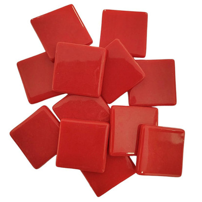 Pâte de Verre Glass Mosaic Tiles 25 mm, Bright Red, 500 g