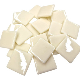 Pâte de Verre glasmosaikbitar 25 mm, Ivory, 100 g