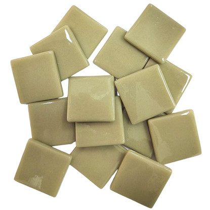 Pâte de Verre glasmosaikbitar 25 mm, Light Olive, 100 g