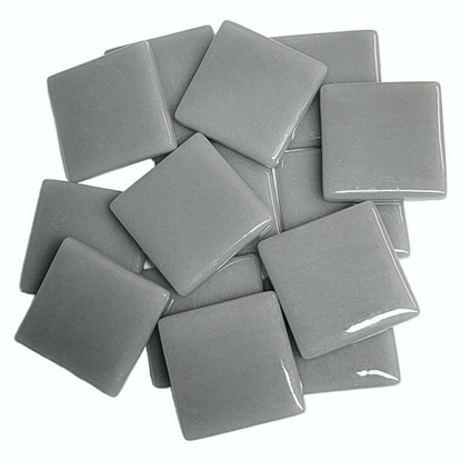 Pâte de Verre Glass Mosaic Tiles 25 mm, Mid Grey, 500 g