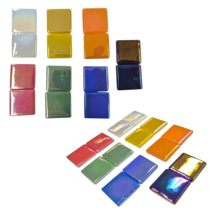 Pâte de Verre glasmosaikbitar 25 mm, iriserande röd, 100 g
