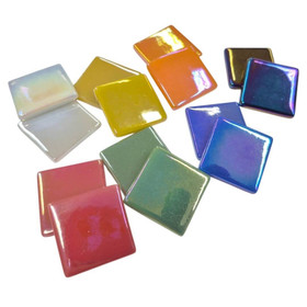 Pâte de Verre glasmosaikbitar 25 mm, iriserande röd, 100 g