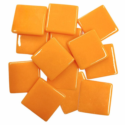 Pâte de Verre Glass Mosaic Tiles 25 mm, Orange Opal, 500 g