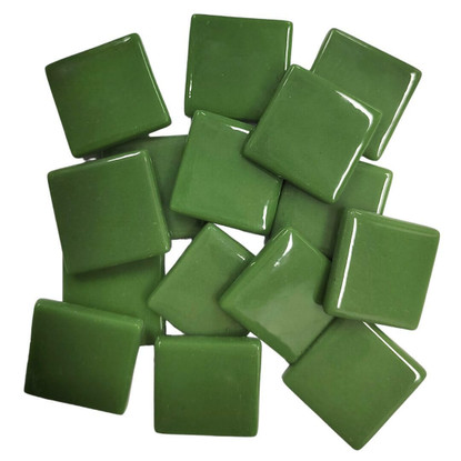 Pâte de Verre Glass Mosaic Tiles 25 mm, Pine Green, 500 g