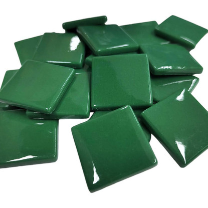 Pâte de Verre Glass Mosaic Tiles 25 mm, Spruce Green, 100 g