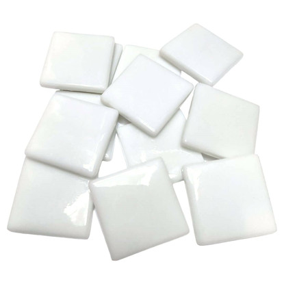Pâte de Verre Glass Mosaic Tiles 25 mm, White Opal, 100 g
