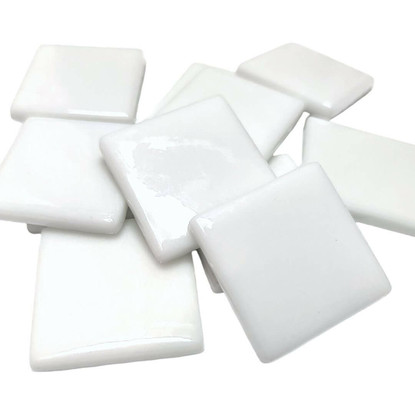 Pâte de Verre Glass Mosaic Tiles 25 mm, White Opal, 100 g
