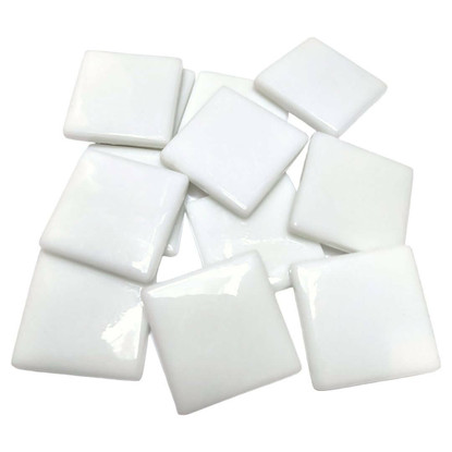 Pâte de Verre -lasimosaiikkipalat 25 mm, White Opal, 500 g