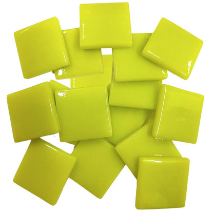 Pâte de Verre Glass Mosaic Tiles 25 mm, Yellow Green, 500 g