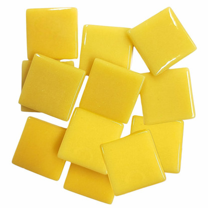 Pâte de Verre Glass Mosaic Tiles 25 mm, Yellow Opal, 500 g