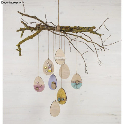 Wooden Decorations – Easter Eggs, 12 pcs
