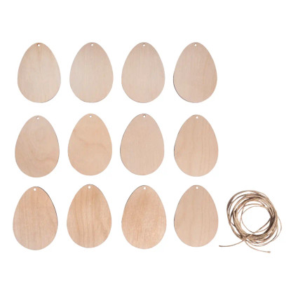 Wooden Decorations – Easter Eggs, 12 pcs