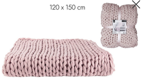 Vaaleanpunainen jättineuleviltti, 120 x 150cm