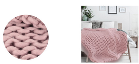 Vaaleanpunainen jättineuleviltti, 120 x 150cm