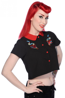 Banned Red Swallows Black lyhyt paita 