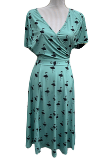 Lady Vintage Blue Flamingo Lyra kellomekko (UK18/2XL)