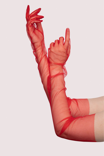Playful Promises Red läpikuultavat pitkät hansikkaat
