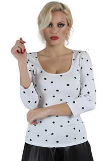 Voodoo Vixen De Vil Mono Polka Dot paita (M)