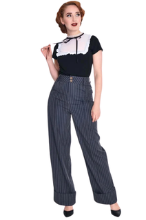 Voodoo Vixen  Pinstripe Turn Up housut (L ja XL)